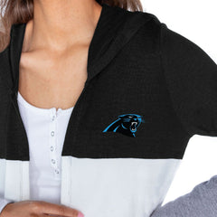 Carolina Panthers  Gameday Couture Women's Tri-Blend Color Block Lightweight Cardigan Hoodie