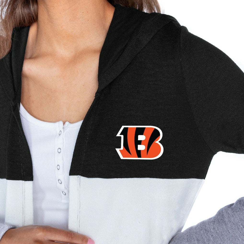 Cincinnati Bengals  Gameday Couture Women's Tri-Blend Color Block Lightweight Cardigan Hoodie