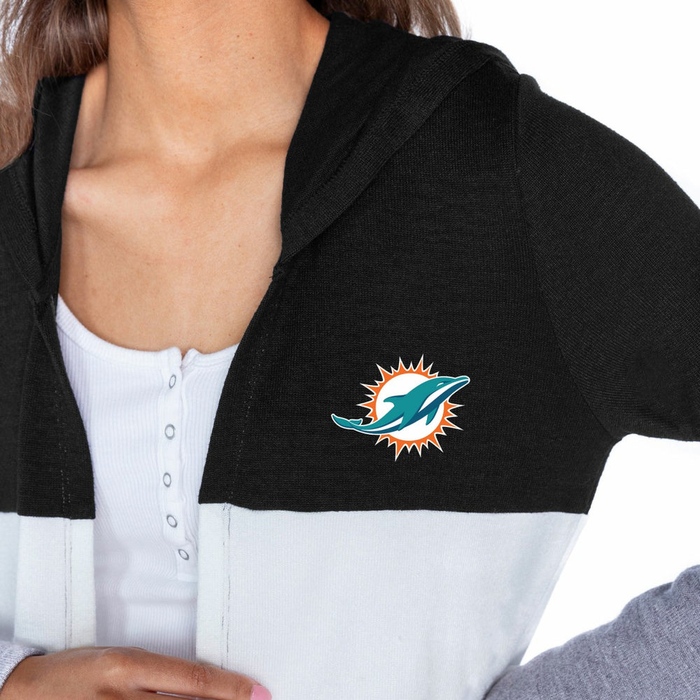 Miami Dolphins  Gameday Couture Women's Tri-Blend Color Block Lightweight Cardigan Hoodie