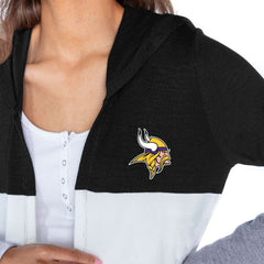 Minnesota Vikings  Gameday Couture Women's Tri-Blend Color Block Lightweight Cardigan Hoodie