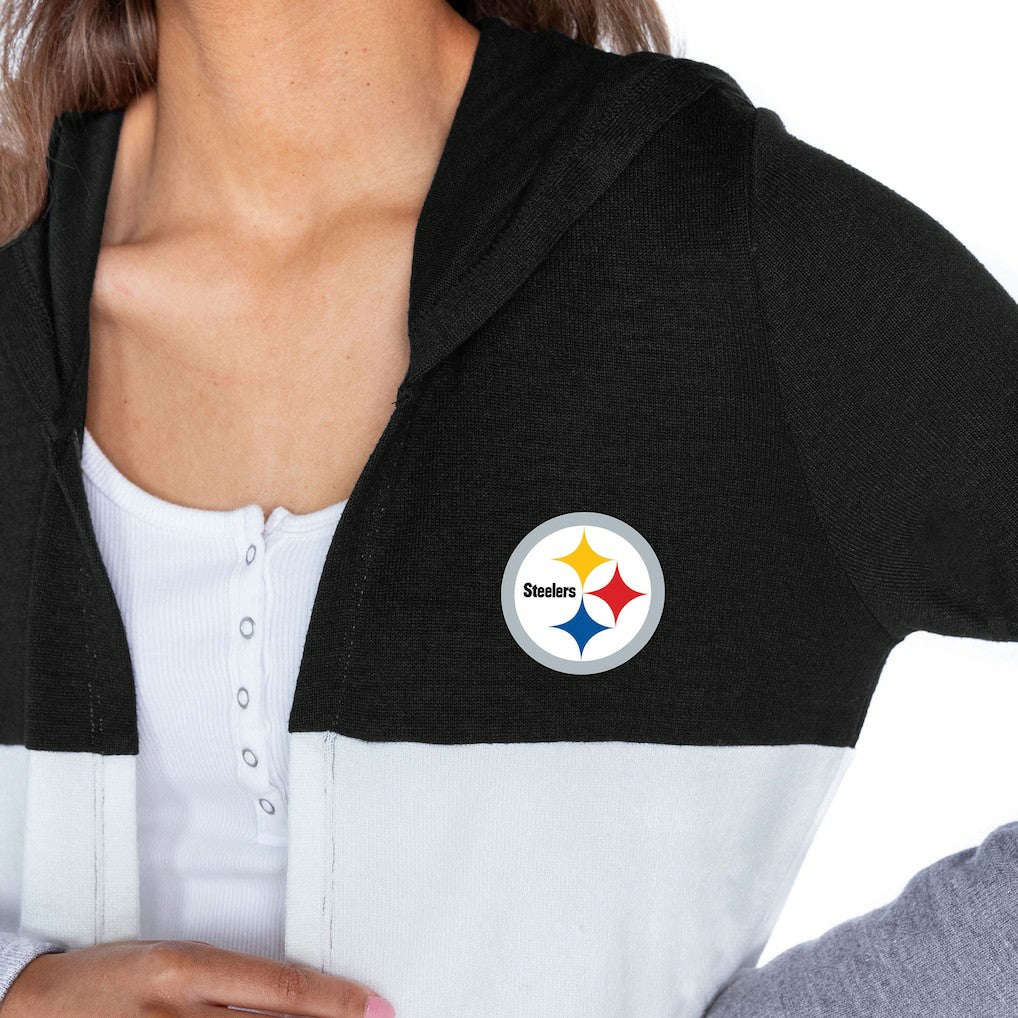 Pittsburgh Steelers  Gameday Couture Women's Tri-Blend Color Block Lightweight Cardigan Hoodie