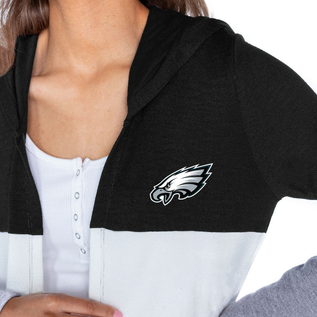 Philadelphia Eagles  Gameday Couture Women's Tri-Blend Color Block Lightweight Cardigan Hoodie