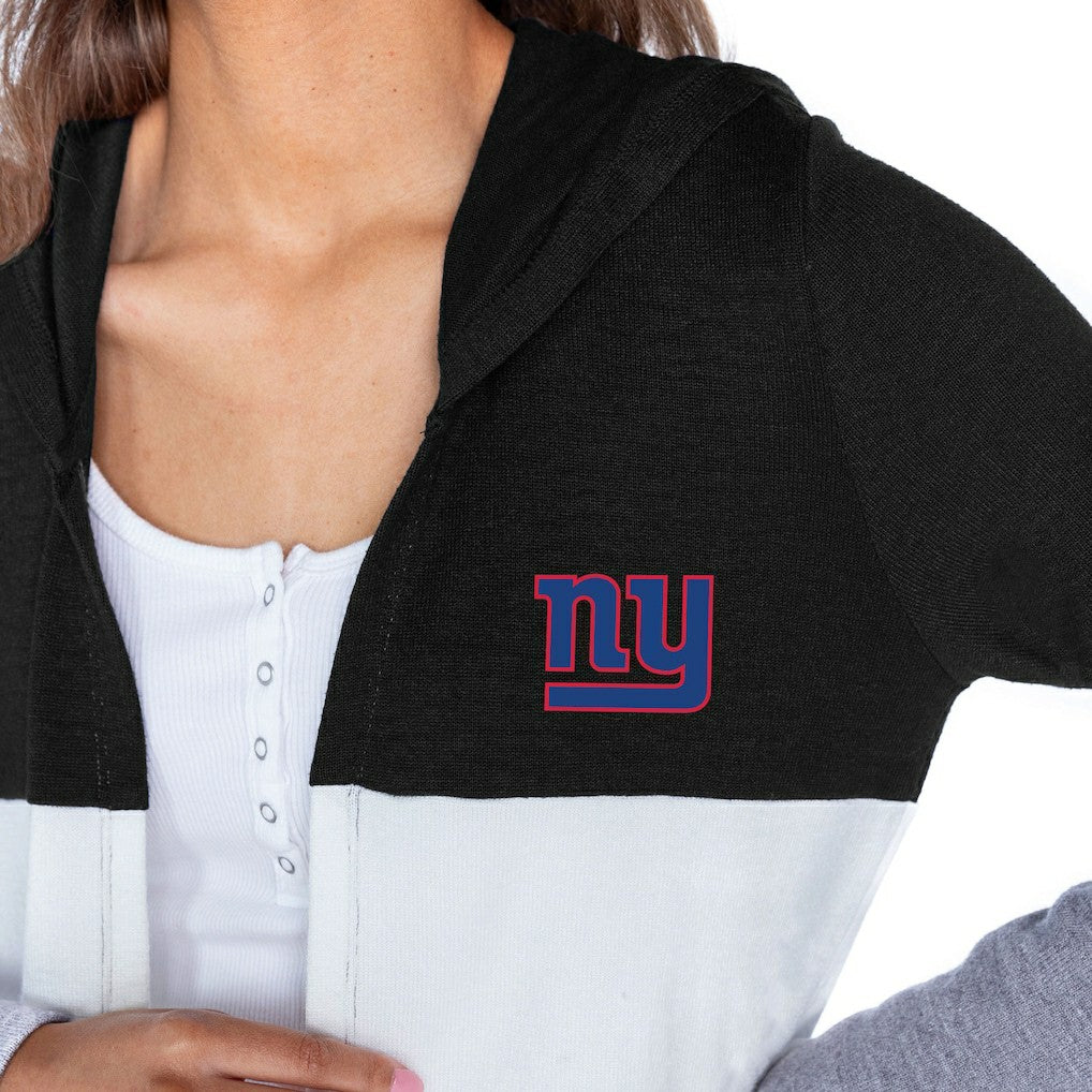 New York Giants  Gameday Couture Women's Tri-Blend Color Block Lightweight Cardigan Hoodie