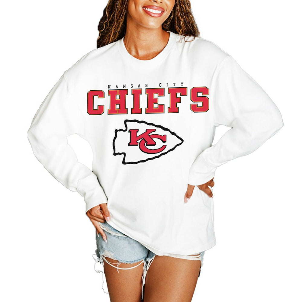 Kansas City Chiefs  Gameday Couture Women's Big Goals Oversized Long Sleeve T-Shirt
