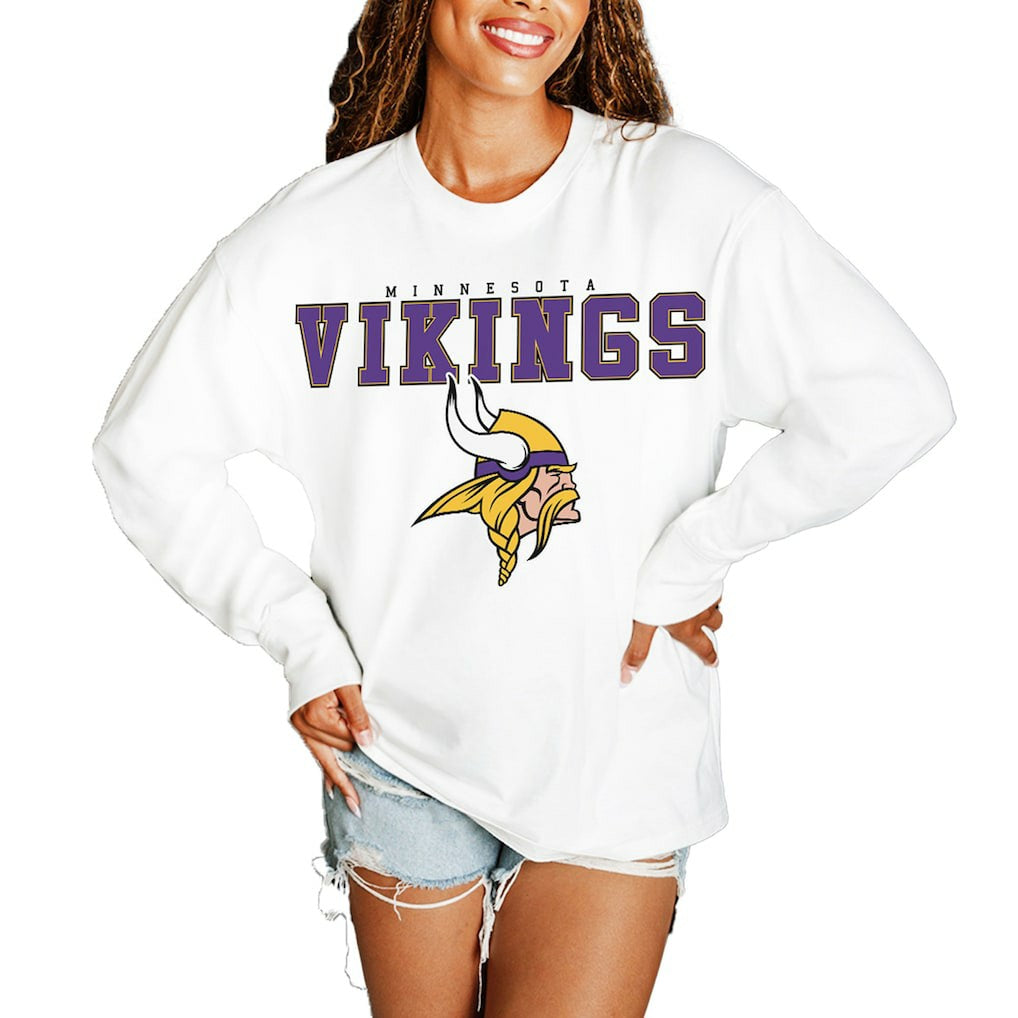 Minnesota Vikings  Gameday Couture Women's Big Goals Oversized Long Sleeve T-Shirt