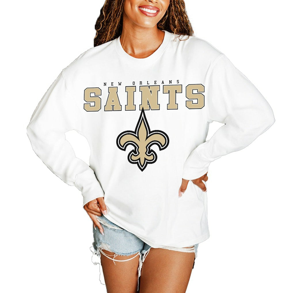 New Orleans Saints  Gameday Couture Women's Big Goals Oversized Long Sleeve T-Shirt