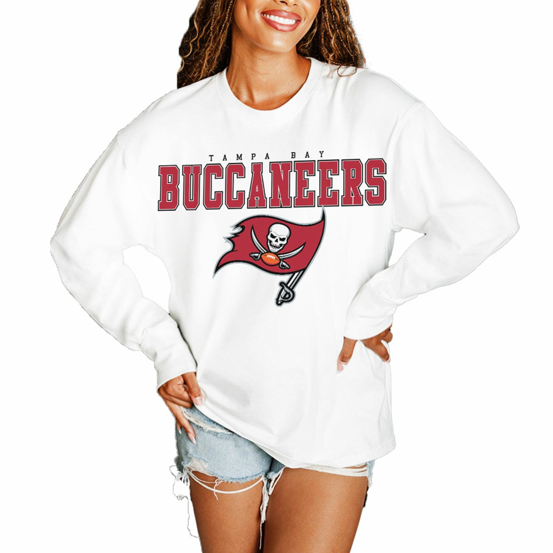 Tampa Bay Buccaneers  Gameday Couture Women's Big Goals Oversized Long Sleeve T-Shirt