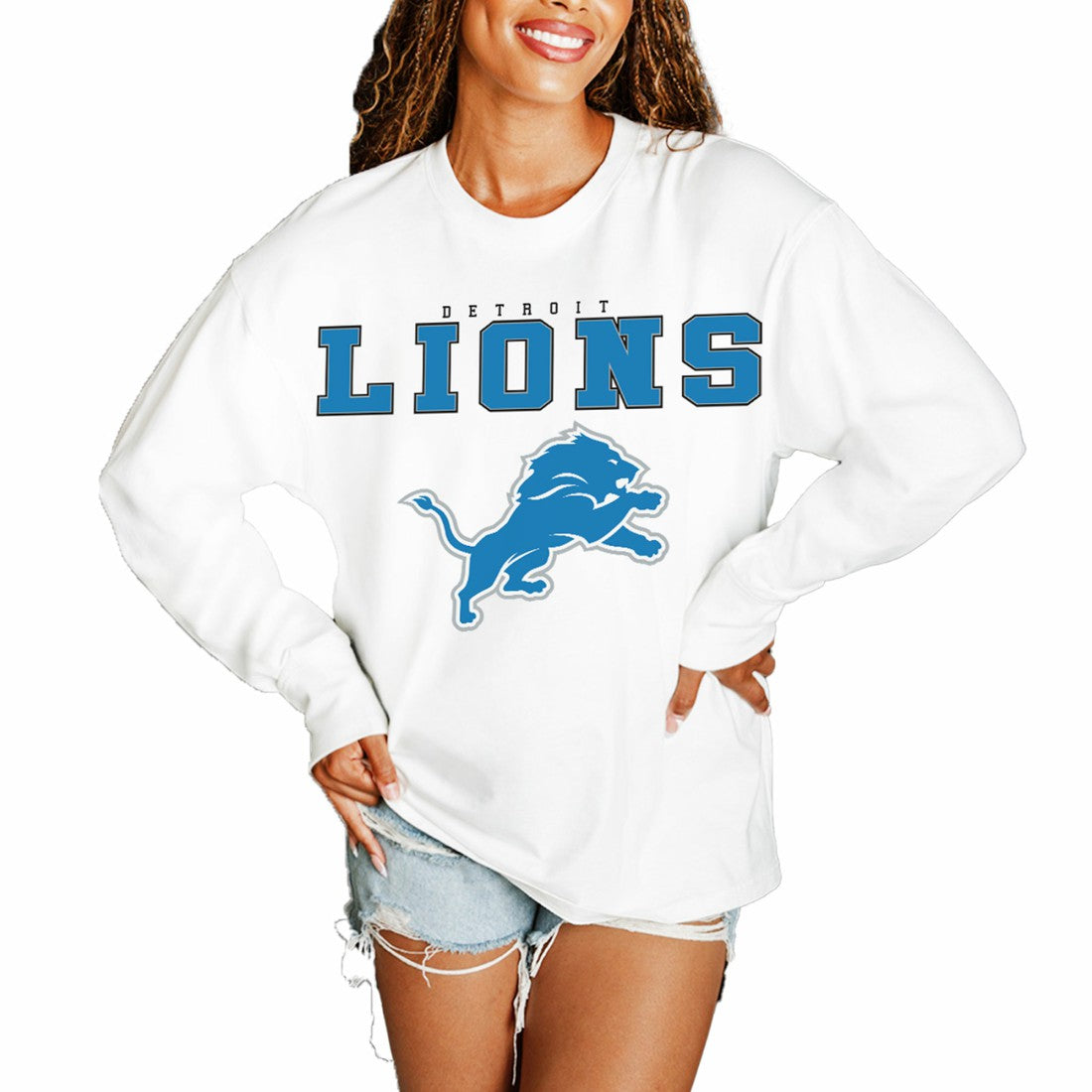 Detroit Lions  Gameday Couture Women's Big Goals Oversized Long Sleeve T-Shirt