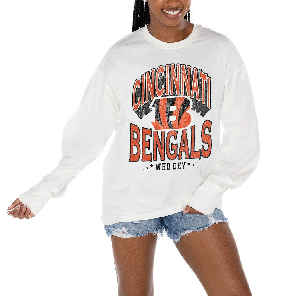 Cincinnati Bengals  Gameday Couture Women's Time Out Oversized Long Sleeve T-Shirt