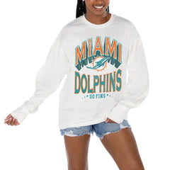 Miami Dolphins  Gameday Couture Women's Time Out Oversized Long Sleeve T-Shirt