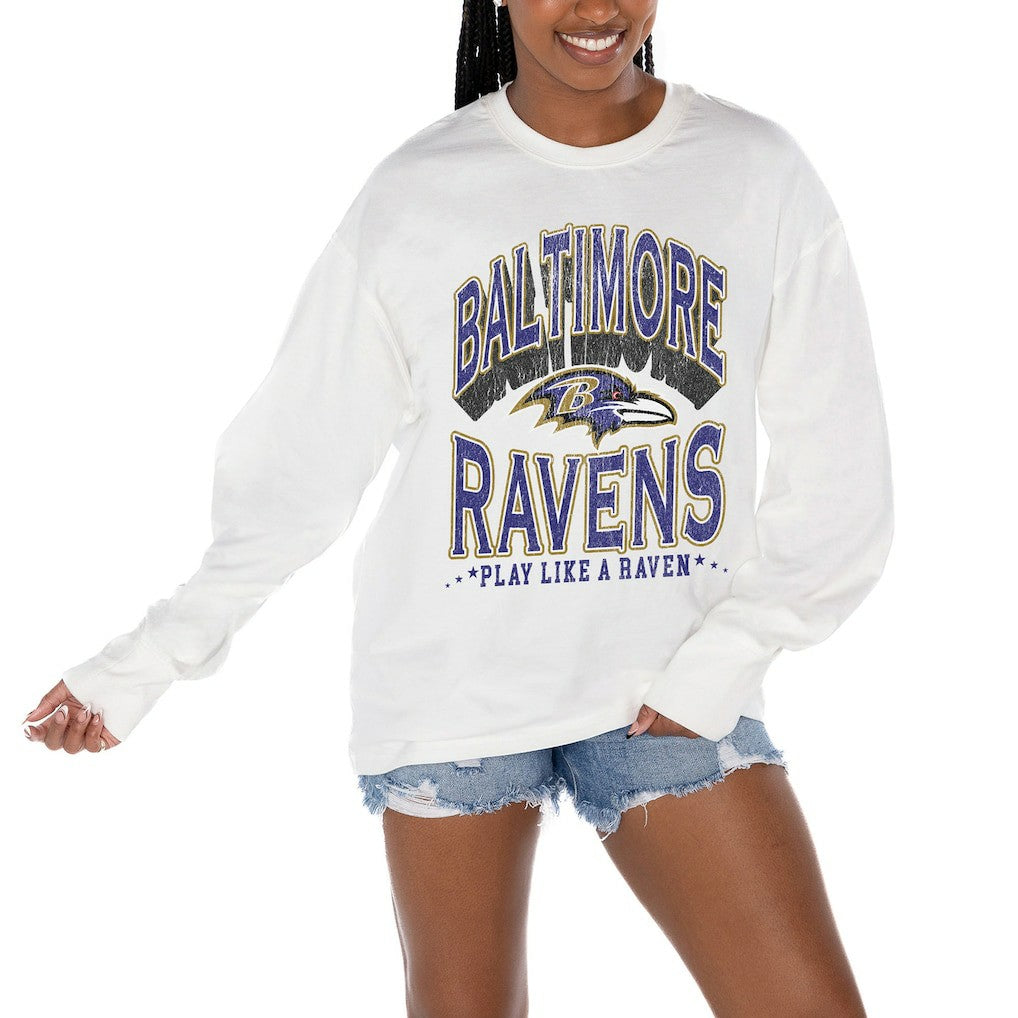 Baltimore Ravens  Gameday Couture Women's Time Out Oversized Long Sleeve T-Shirt