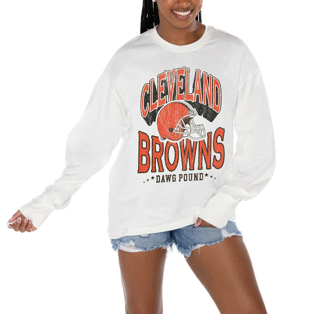 Cleveland Browns  Gameday Couture Women's Time Out Oversized Long Sleeve T-Shirt