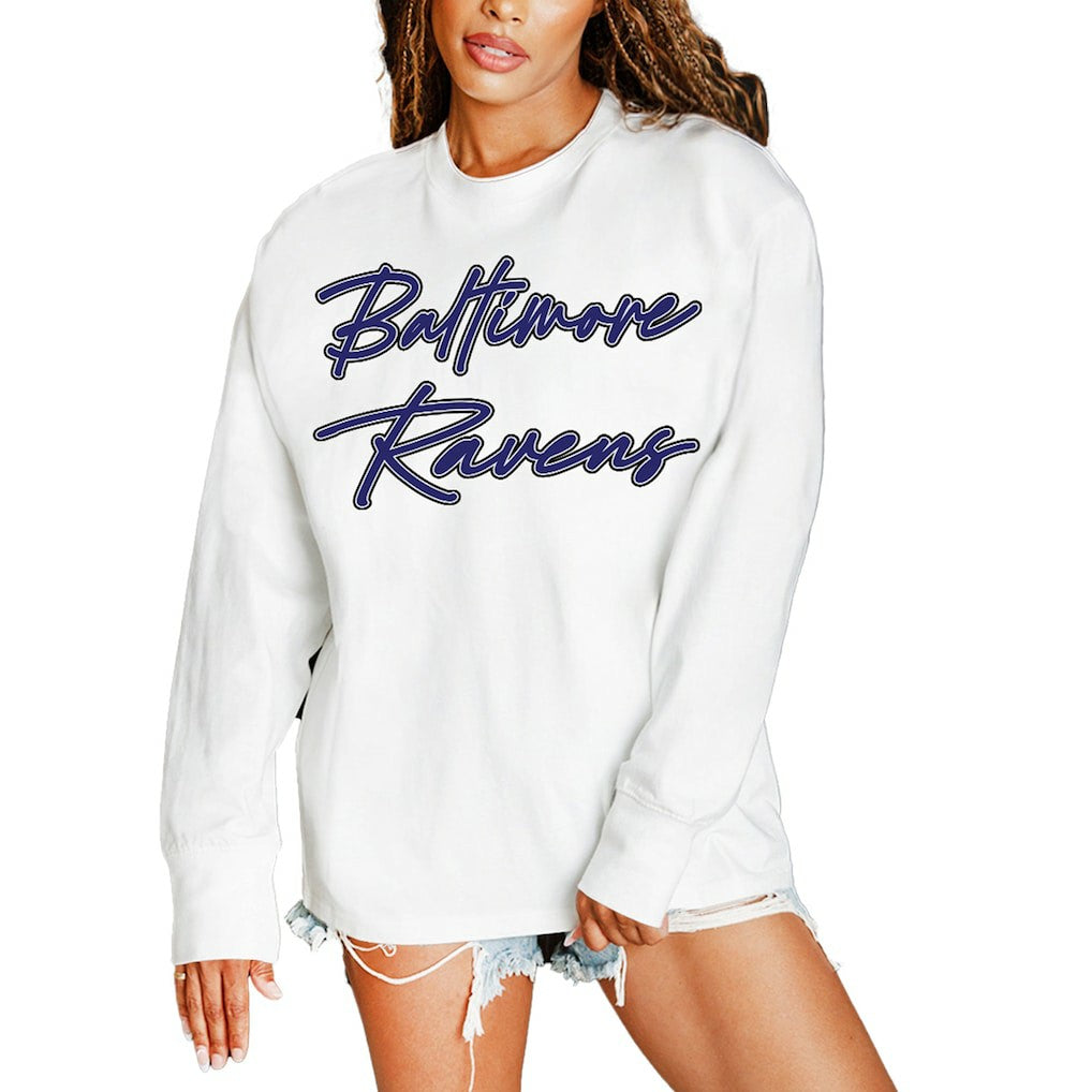 Baltimore Ravens  Gameday Couture Women's Classic Comeback Oversized Long Sleeve T-Shirt