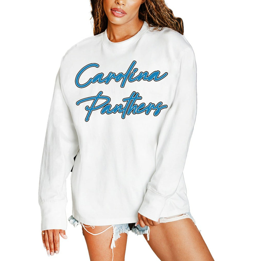 Carolina Panthers  Gameday Couture Women's Classic Comeback Oversized Long Sleeve T-Shirt