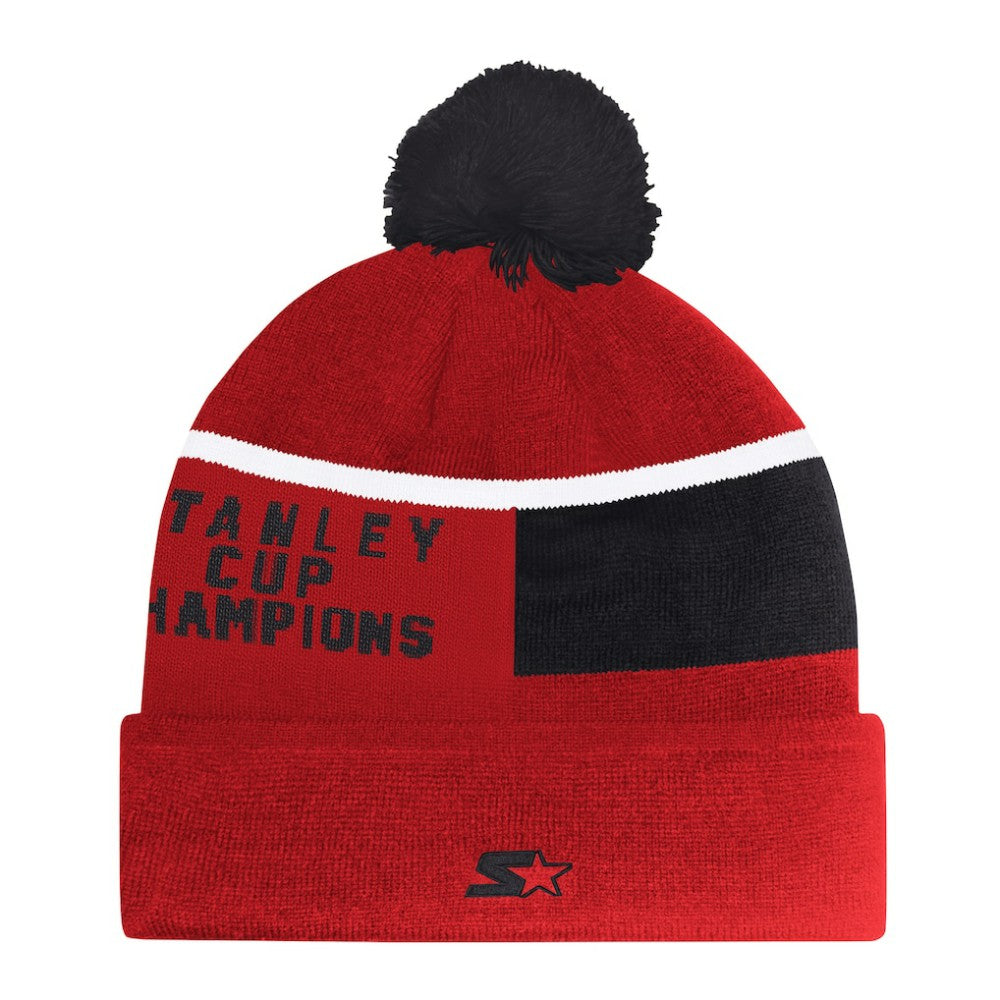 Chicago Blackhawks Starter Chyron Commemorative Cuffed Knit Hat with Pom Discount
