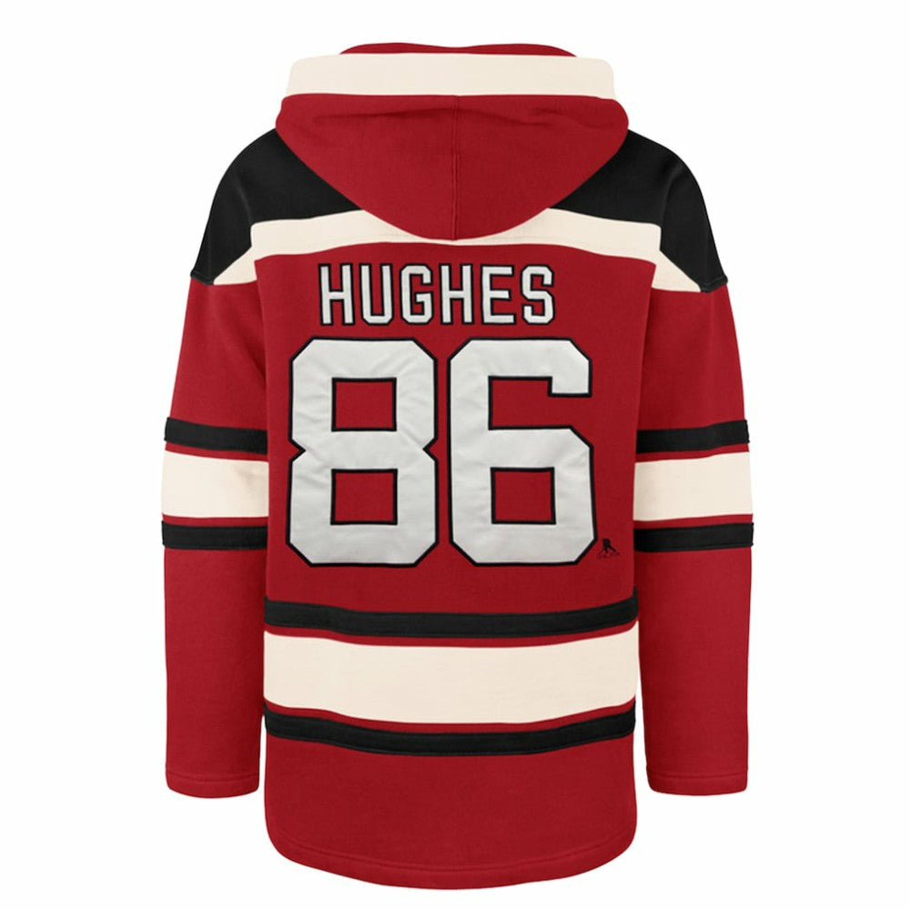 Jack Hughes New Jersey Devils '47 Big & Tall Lace-up Pullover Hoodie Discount