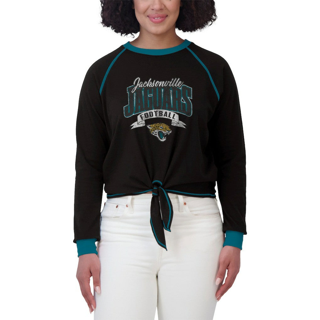Jacksonville Jaguars  WEAR by Erin Andrews Women's Plus Size Tie-Front Long Sleeve Top