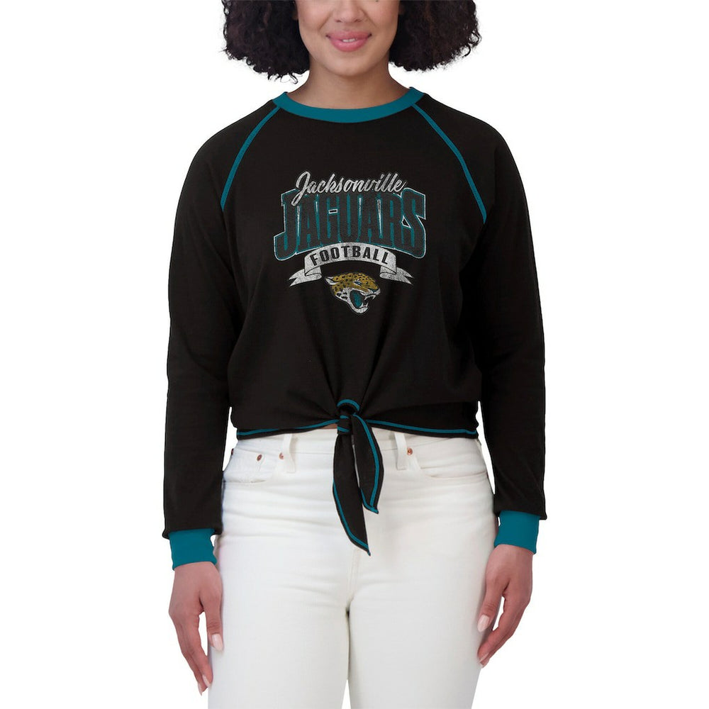 Jacksonville Jaguars  WEAR by Erin Andrews Women's Plus Size Tie-Front Long Sleeve Top