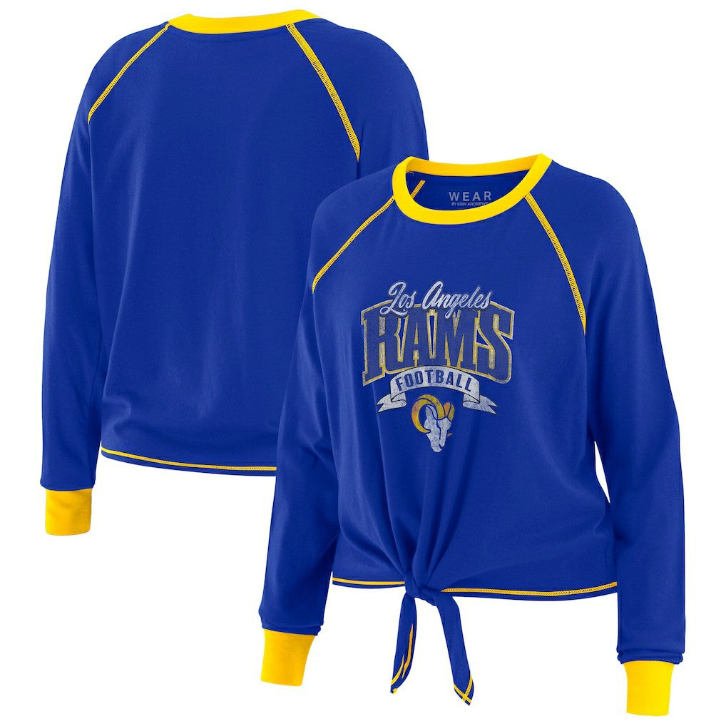 Los Angeles Rams  WEAR by Erin Andrews Women's Plus Size Tie-Front Long Sleeve Top