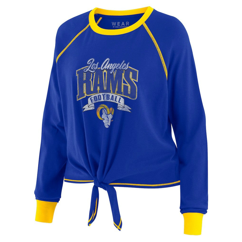Los Angeles Rams  WEAR by Erin Andrews Women's Plus Size Tie-Front Long Sleeve Top