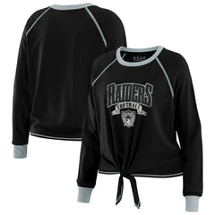 Las Vegas Raiders  WEAR by Erin Andrews Women's Plus Size Tie-Front Long Sleeve Top