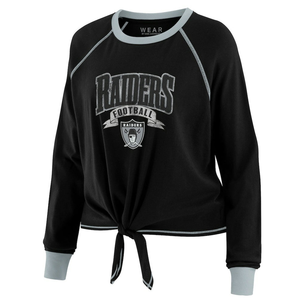 Las Vegas Raiders  WEAR by Erin Andrews Women's Plus Size Tie-Front Long Sleeve Top