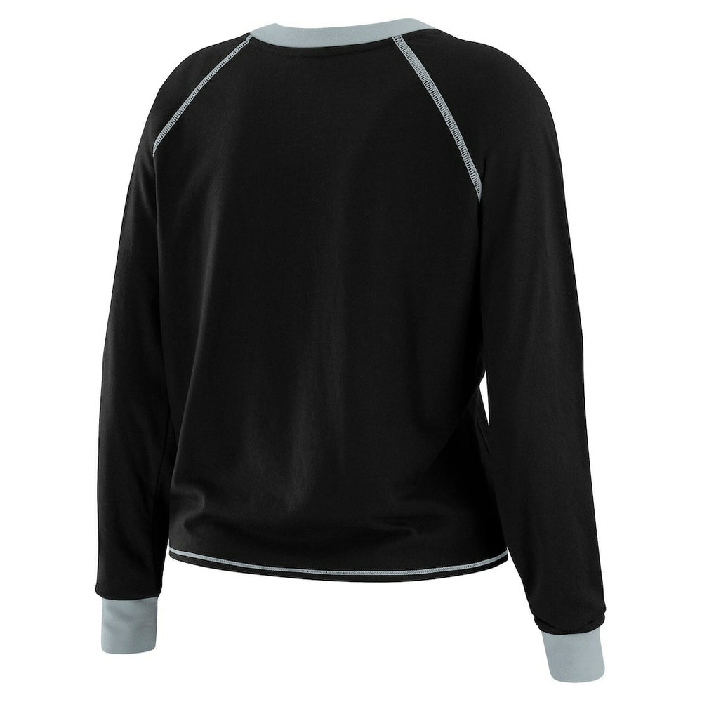 Las Vegas Raiders  WEAR by Erin Andrews Women's Plus Size Tie-Front Long Sleeve Top