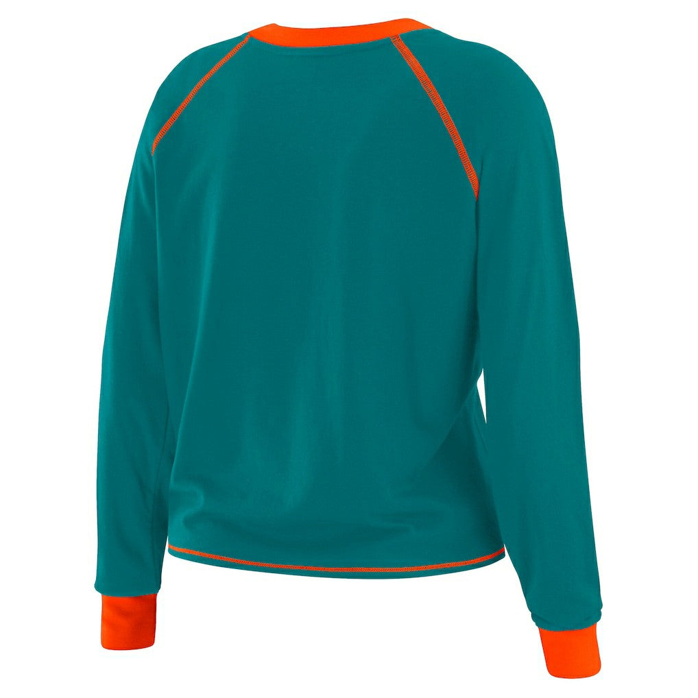 Miami Dolphins  WEAR by Erin Andrews Women's Plus Size Tie-Front Long Sleeve Top