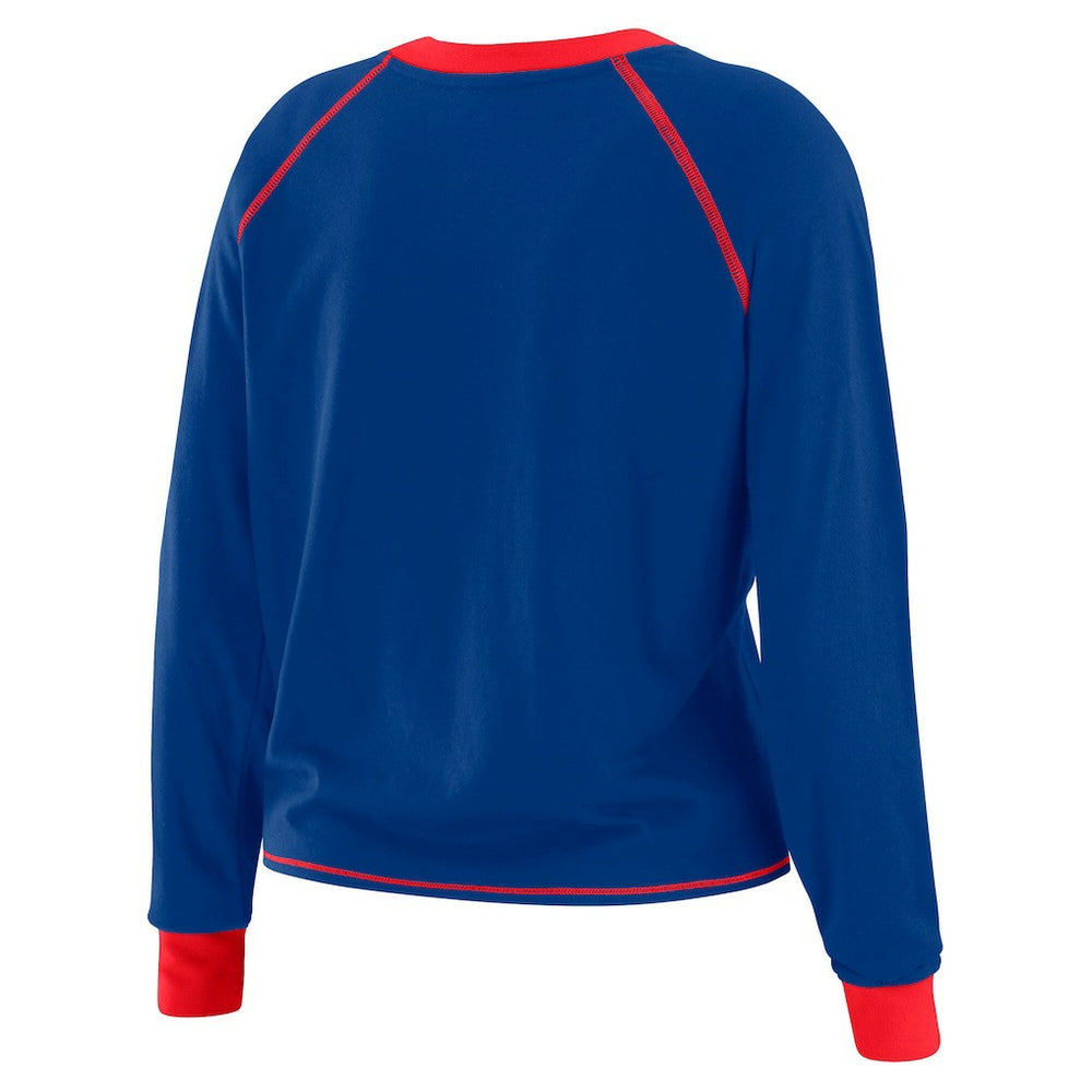New England Patriots  WEAR by Erin Andrews Women's Plus Size Tie-Front Long Sleeve Top