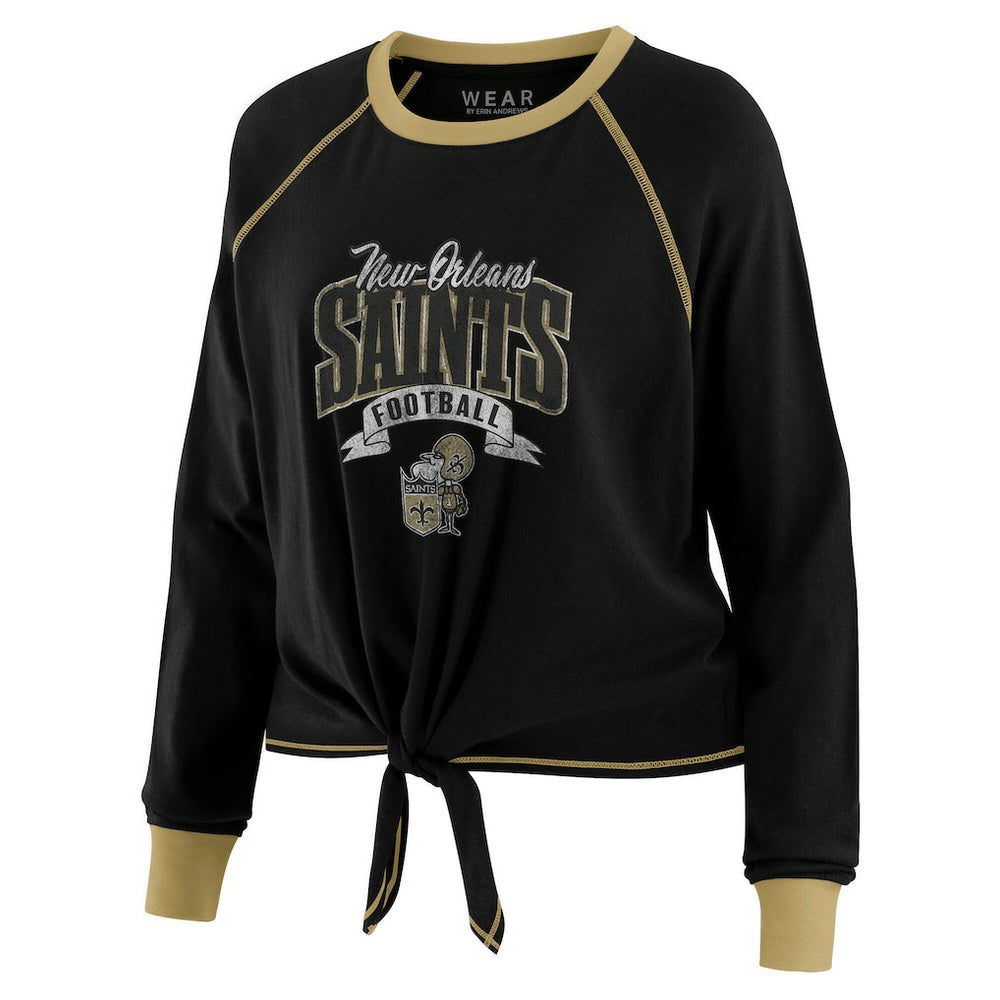 New Orleans Saints  WEAR by Erin Andrews Women's Plus Size Tie-Front Long Sleeve Top