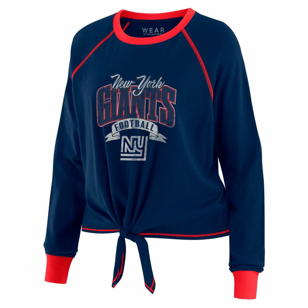New York Giants  WEAR by Erin Andrews Women's Plus Size Tie-Front Long Sleeve Top
