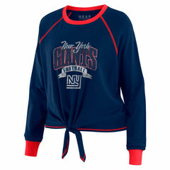 New York Giants  WEAR by Erin Andrews Women's Plus Size Tie-Front Long Sleeve Top