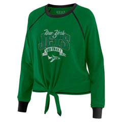 New York Jets  WEAR by Erin Andrews Women's Plus Size Tie-Front Long Sleeve Top