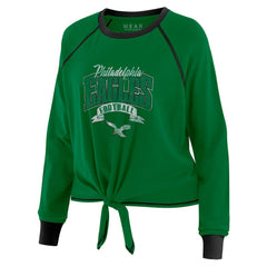 Philadelphia Eagles  WEAR by Erin Andrews Women's Plus Size Tie-Front Long Sleeve Top