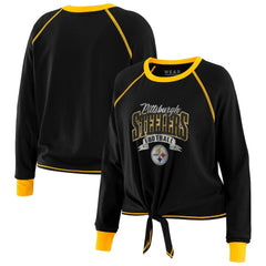 Pittsburgh Steelers  WEAR by Erin Andrews Women's Plus Size Tie-Front Long Sleeve Top