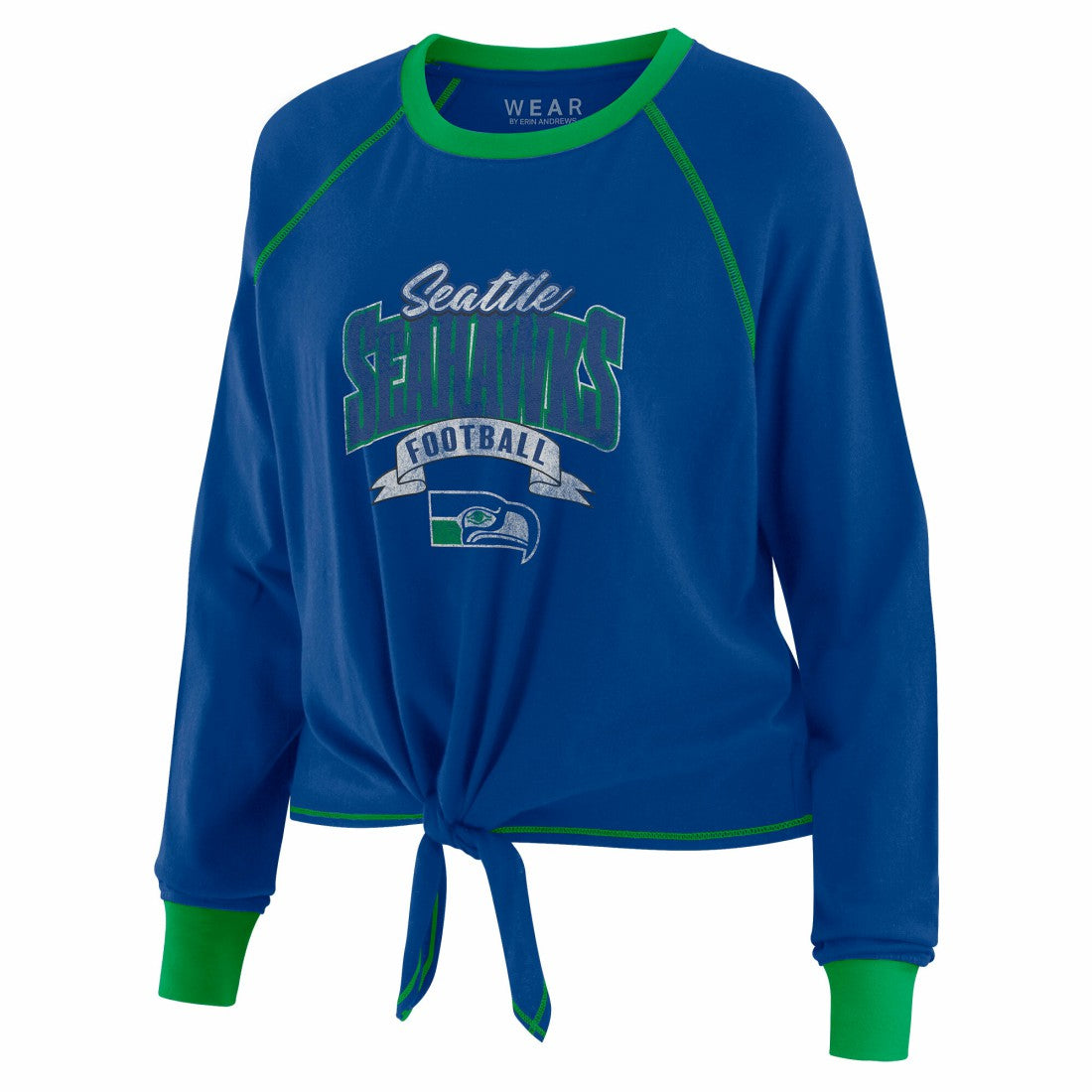 Seattle Seahawks  WEAR by Erin Andrews Women's Plus Size Tie-Front Long Sleeve Top