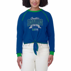 Seattle Seahawks  WEAR by Erin Andrews Women's Plus Size Tie-Front Long Sleeve Top