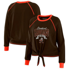 Cleveland Browns  WEAR by Erin Andrews Women's Plus Size Tie-Front Long Sleeve Top