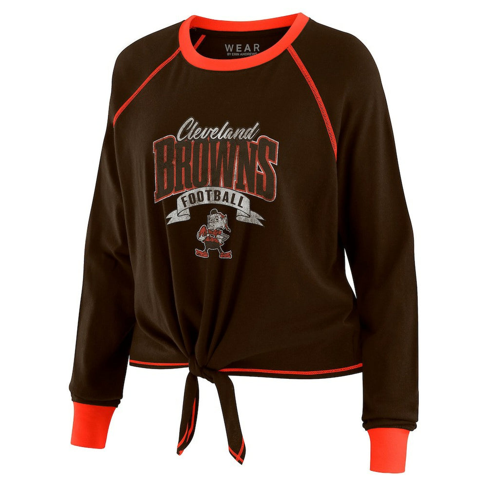 Cleveland Browns  WEAR by Erin Andrews Women's Plus Size Tie-Front Long Sleeve Top