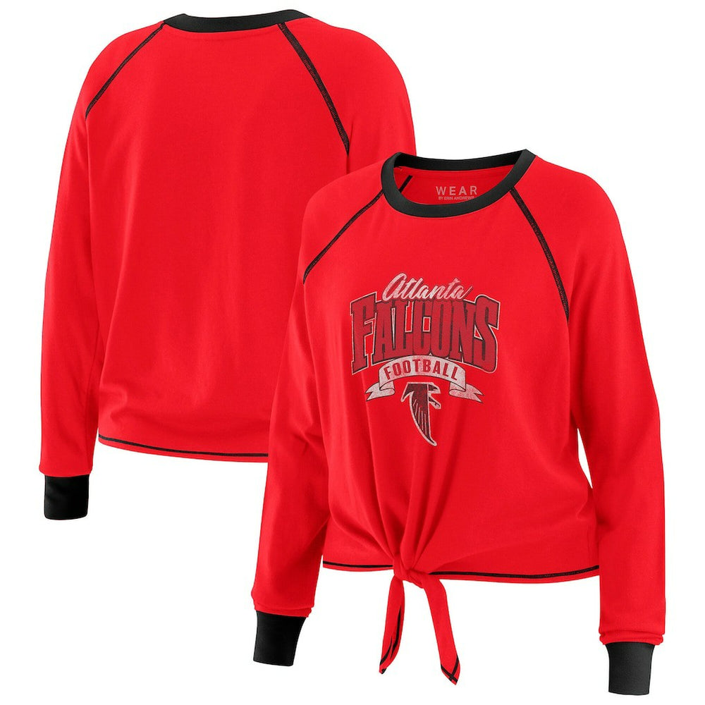 Atlanta Falcons  WEAR by Erin Andrews Women's Plus Size Tie-Front Long Sleeve Top