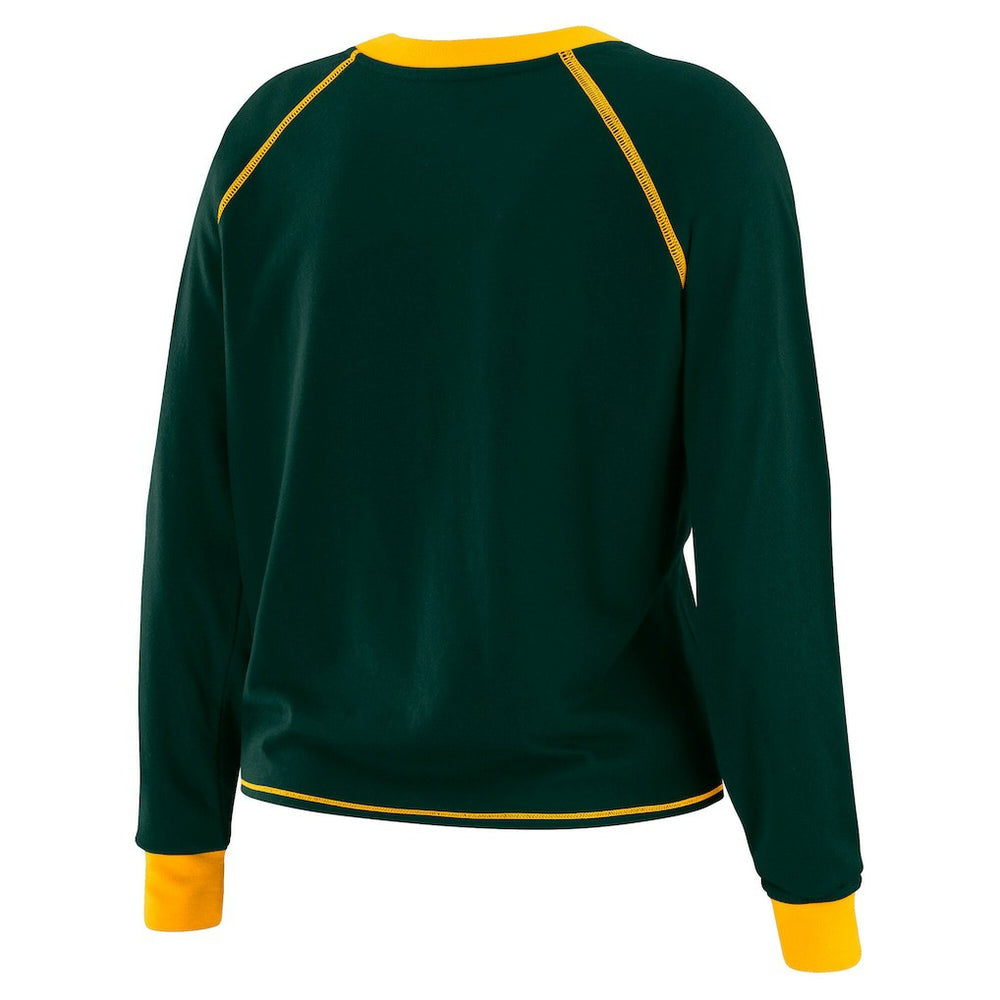Green Bay Packers  WEAR by Erin Andrews Women's Plus Size Tie-Front Long Sleeve Top