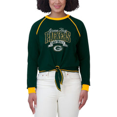 Green Bay Packers  WEAR by Erin Andrews Women's Plus Size Tie-Front Long Sleeve Top