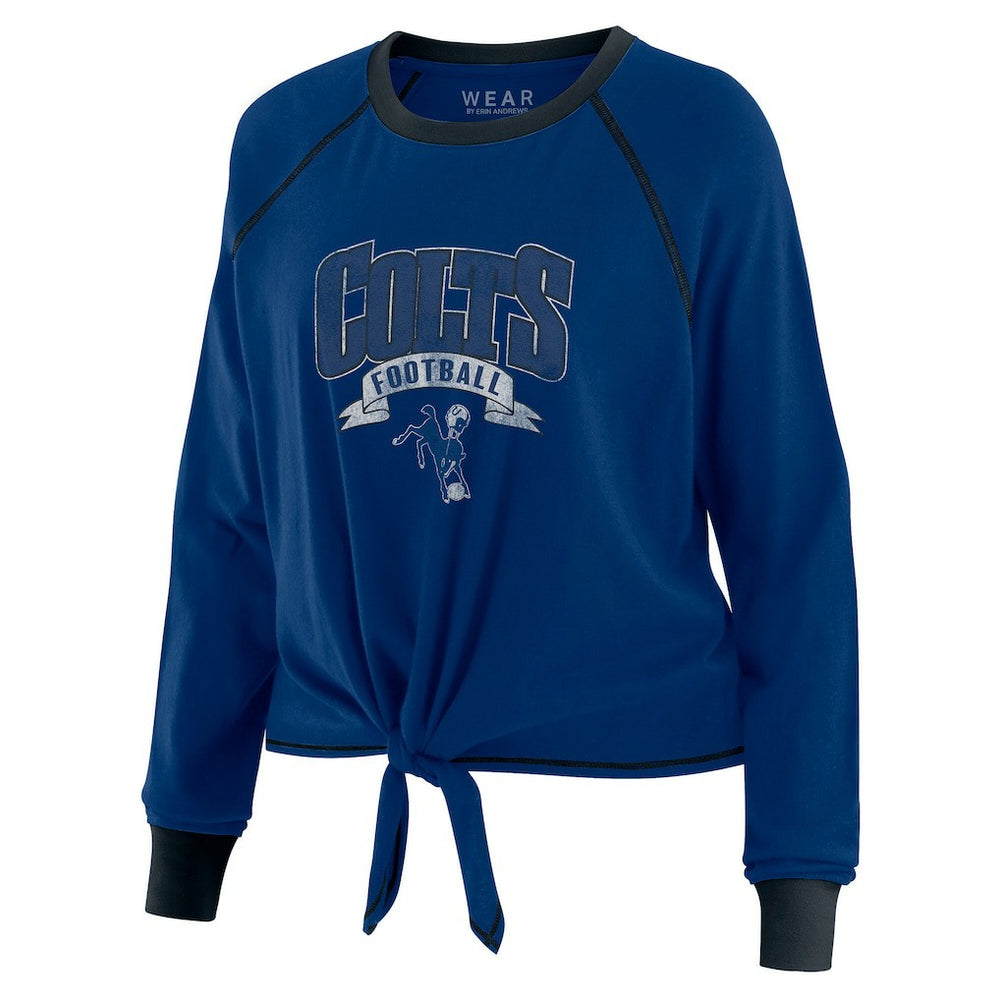 Indianapolis Colts  WEAR by Erin Andrews Women's Plus Size Tie-Front Long Sleeve Top