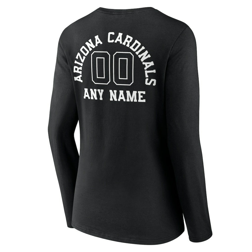 Arizona Cardinals  Women's Personalized Name & Number Monochrome Long Sleeve V-Neck T-Shirt