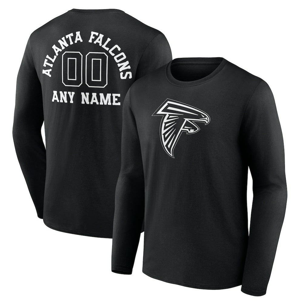 Atlanta Falcons  Personalized Name & Number Monochrome Long Sleeve T-Shirt
