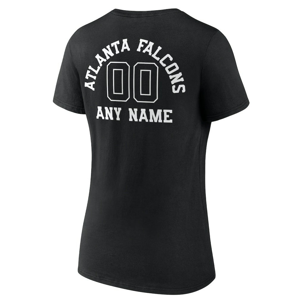 Atlanta Falcons  Women's Personalized Name & Number Monochrome V-Neck T-Shirt