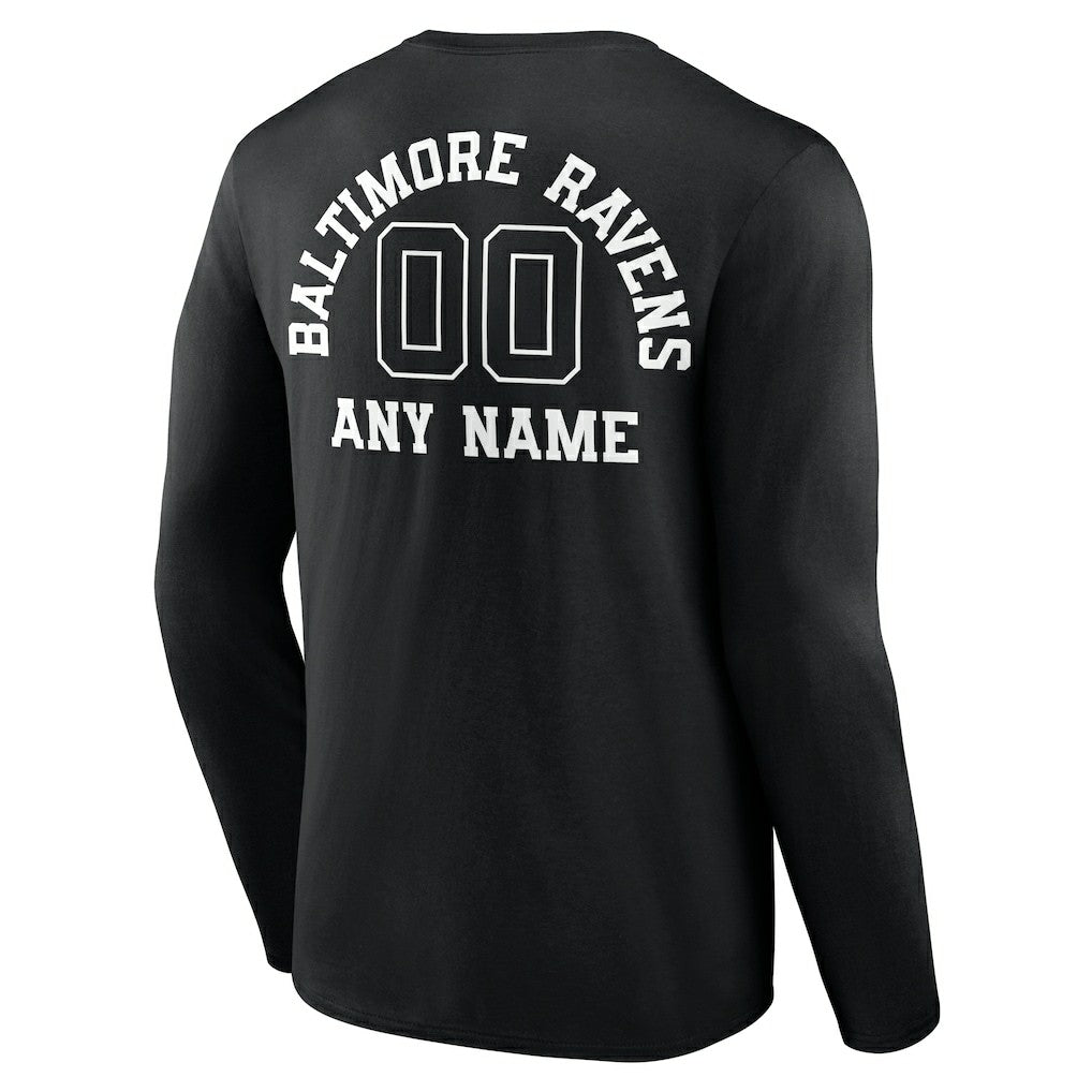 Baltimore Ravens  Personalized Name & Number Monochrome Long Sleeve T-Shirt