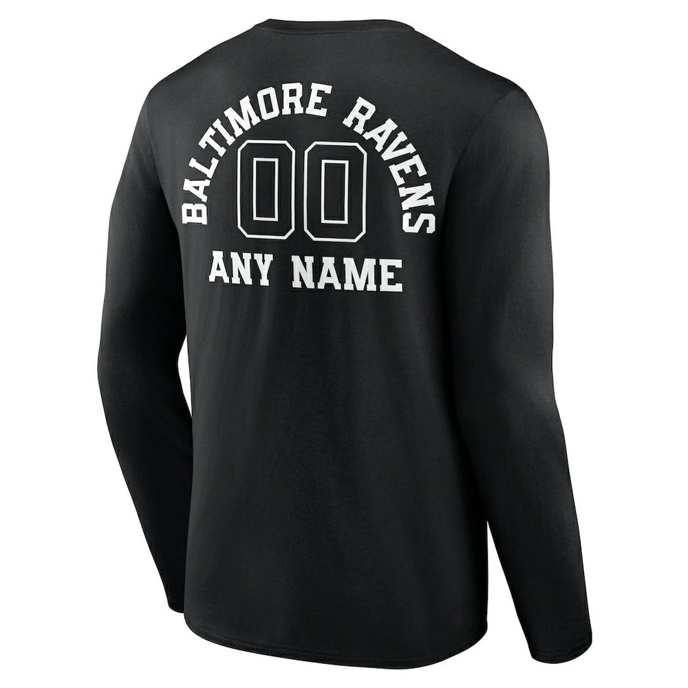 Baltimore Ravens  Personalized Name & Number Monochrome Long Sleeve T-Shirt