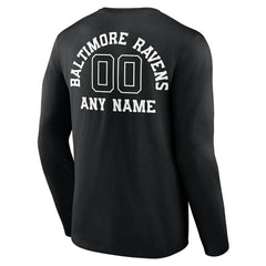 Baltimore Ravens  Personalized Name & Number Monochrome Long Sleeve T-Shirt