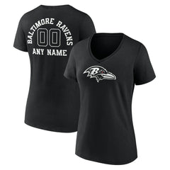 Baltimore Ravens  Women's Personalized Name & Number Monochrome V-Neck T-Shirt